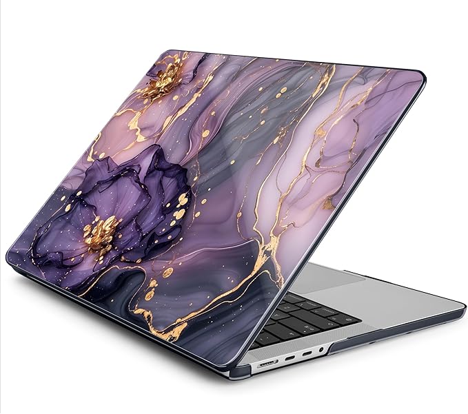 DONGKE for M4 MacBook Pro 16 Inch Case 2024 2023 2021 A3403 A3186 M3 A2991 M2 A2780 M1 A2485 Pro/Max Chip, Plastic Hard Shell Case & Keyboard Cover for Mac Pro 16 with Touch ID, Marble & Flower