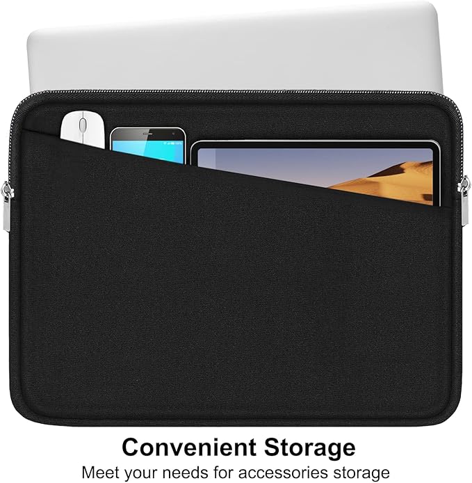 Laptop Sleeve 14 inch, Durable Computer Carrying Bag Protective Case Briefcase Handbag with Front Pocket, Slim Laptop Case Cover for Compatible with MacBook Air/Pro 14 inch Notebook Computer, Black