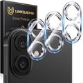 UniqueMe for 3 Pack iPhone 16 / iPhone 16 Plus Camera Lens Protector - [Drop Protection] [Case Friendly] 9H Tempered Glass Camera Cover Screen [Update New Version] - Silver