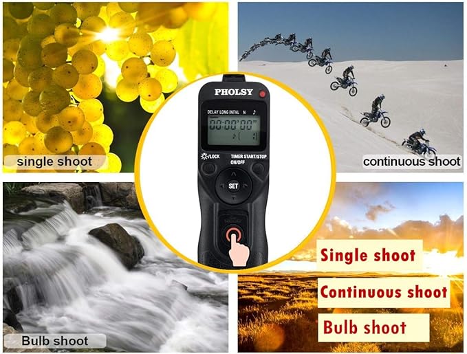 PHOLSY C6 Timer Remote Control with Intervalometer Compatible with Canon R10 R6 R8 90D 250D 200D 850D SX50HS; for Olympus E-M1X E-M1-II E-M1-III E-M5-III; for Fuji GFX100 GFX50R XT3 XT4 XT5 XT30