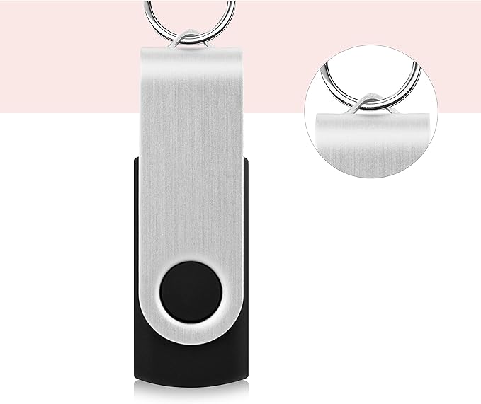 KOOTION 50pcs 32GB USB Flash Drive 32 gb Bulk Flash Drives 50 Pack Thumb Drive Swivel Memory Stick Jump Drive Keychain Design Black