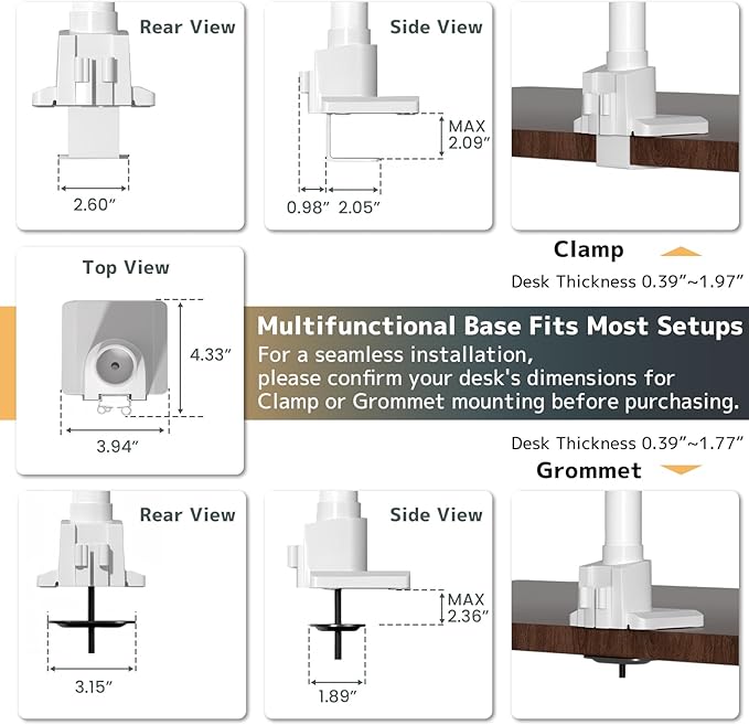 Dual Monitor-Arm Heavy Duty Ultrawide - 24-57 inch Vertical Dual Monitor Mount, Adjustable Stacked Double Monitor Desk Mount Stand, Max Load 59.4 lbs (per Screen), VESA 75/100 mm, White
