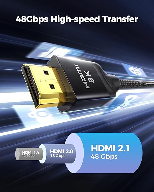 Silkland 10K 8K HDMI 2.1 Cable Certified 6.6FT [4K@120Hz 144Hz, 8K@60Hz, 2K@240Hz] Ultra High Speed HDMI® Cable 48Gbps (Upgrade Braided),HDR, eARC, HDCP 2.3, Compatible for/PS5/PS4/Roku TV