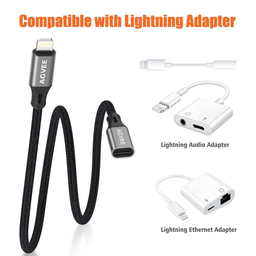 AGVEE 6.6ft Lightning Extension Cable