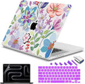 Teryeefi for MacBook Pro 14 inch Case M4 M3 M2 M1 (2025 2024 2022 2021 Release) Model A3112 A3185 A3401 A2918 A2992 A2779 A2442, PC Hard Shell+ Keyboard Cover +Type C Adapter, Pretty Flowers Clear-104
