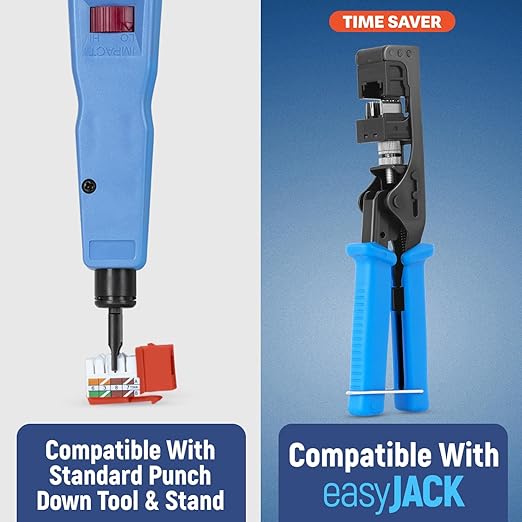 Everest 90° Angled RJ45 Cat6 Keystone Jacks 50-Pack in Orange - Slim Profile Female RJ45 Connectors - Cat 6 Keystone Jack - Compatible with 90° Angled Speed Termination Tool - easyJACK (B094WB91H3)