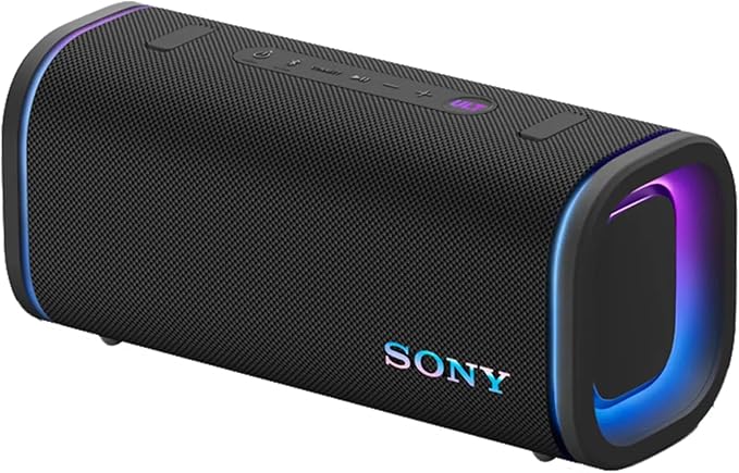 Sony ULT Field 5 Wireless Portable Bluetooth Speaker, IP67 Waterproof, Dustproof, and Rustproof with Enhanced Bass, 25 Hour Battery, 360° Party Light, and Shoulder Strap (SRSULT50B), Black