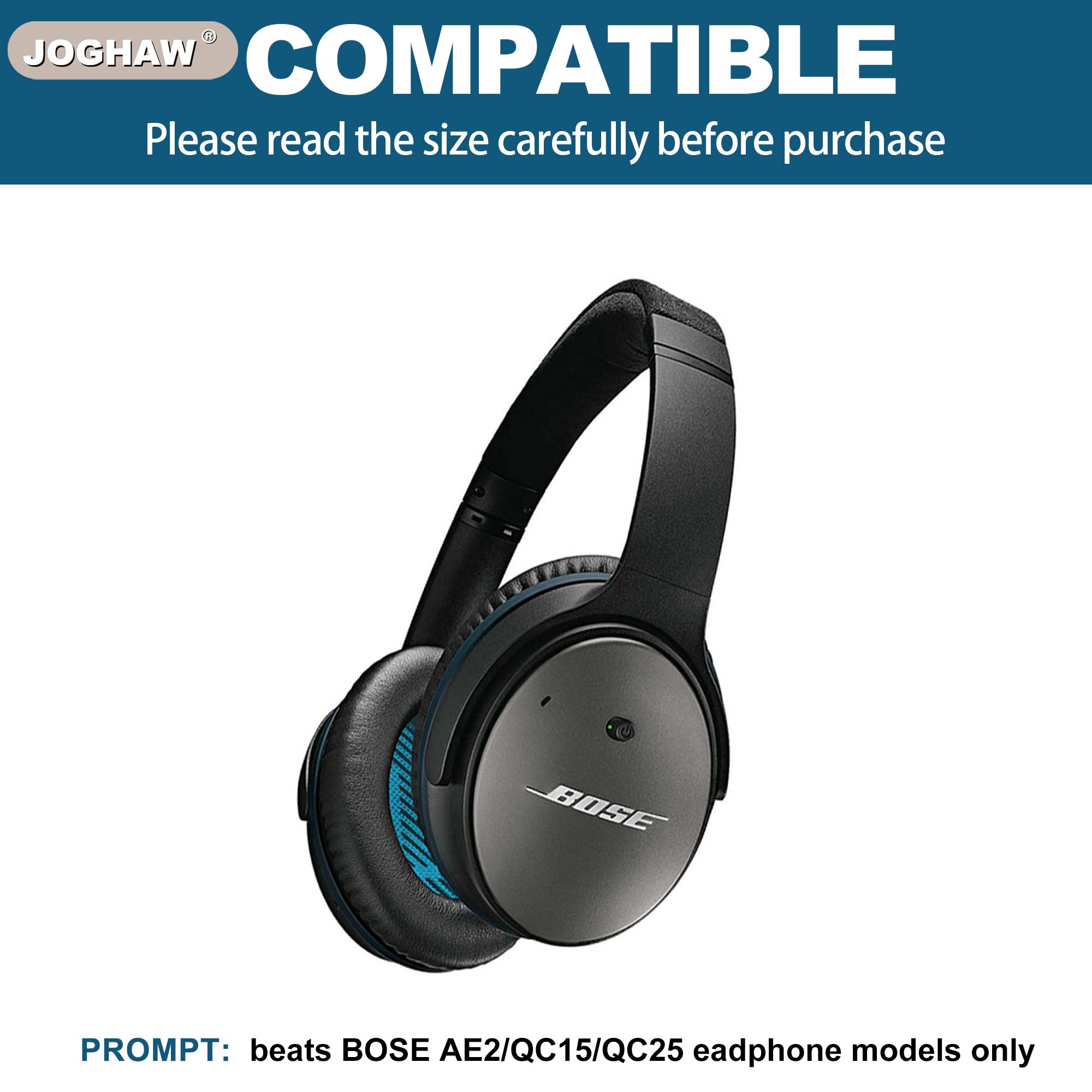Joghaw Headphones Replacement Ear Pads, Protein Leather earpad Cushions for Bose AE2/QC15/QuietComfort QC25 Headphones, Replacement Earpads, Softer Memory Foam - Brown