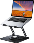 Laptop Stand for Desk, Adjustable Computer Stand with 360° Rotating Base, Ergonomic Laptop Riser for Collaborative Work, Foldable & Portable Laptop Stand, fits for All 10-16" Laptops