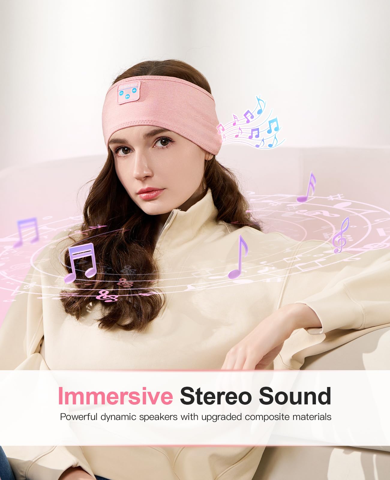 Perytong Sleep Headphones Headband- Bluetooth Sleeping Headphones with Built-in Stereo Speakers for Side Sleepers - Wireless Sports Headband Earphones - Unique Gifts for Men Women