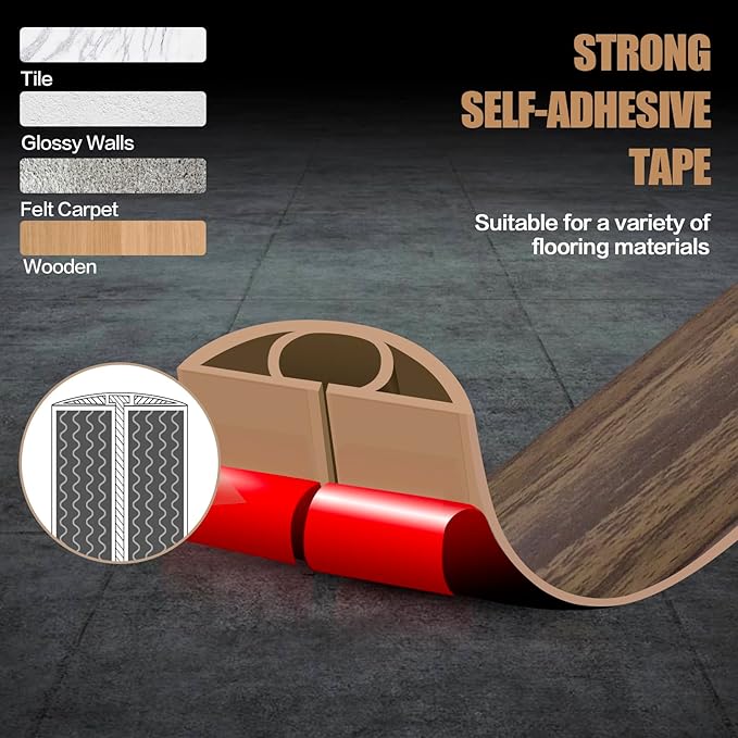 Floor Cord Cover Self Adhesive Cord Hider,10FT Cable Management, Extension Strip Protector for Wires, Prevent Cable Trips for Offices, Gyms, Exhibitions Cavity:0.3"(W) x 0.28"(H) Wood Walnut