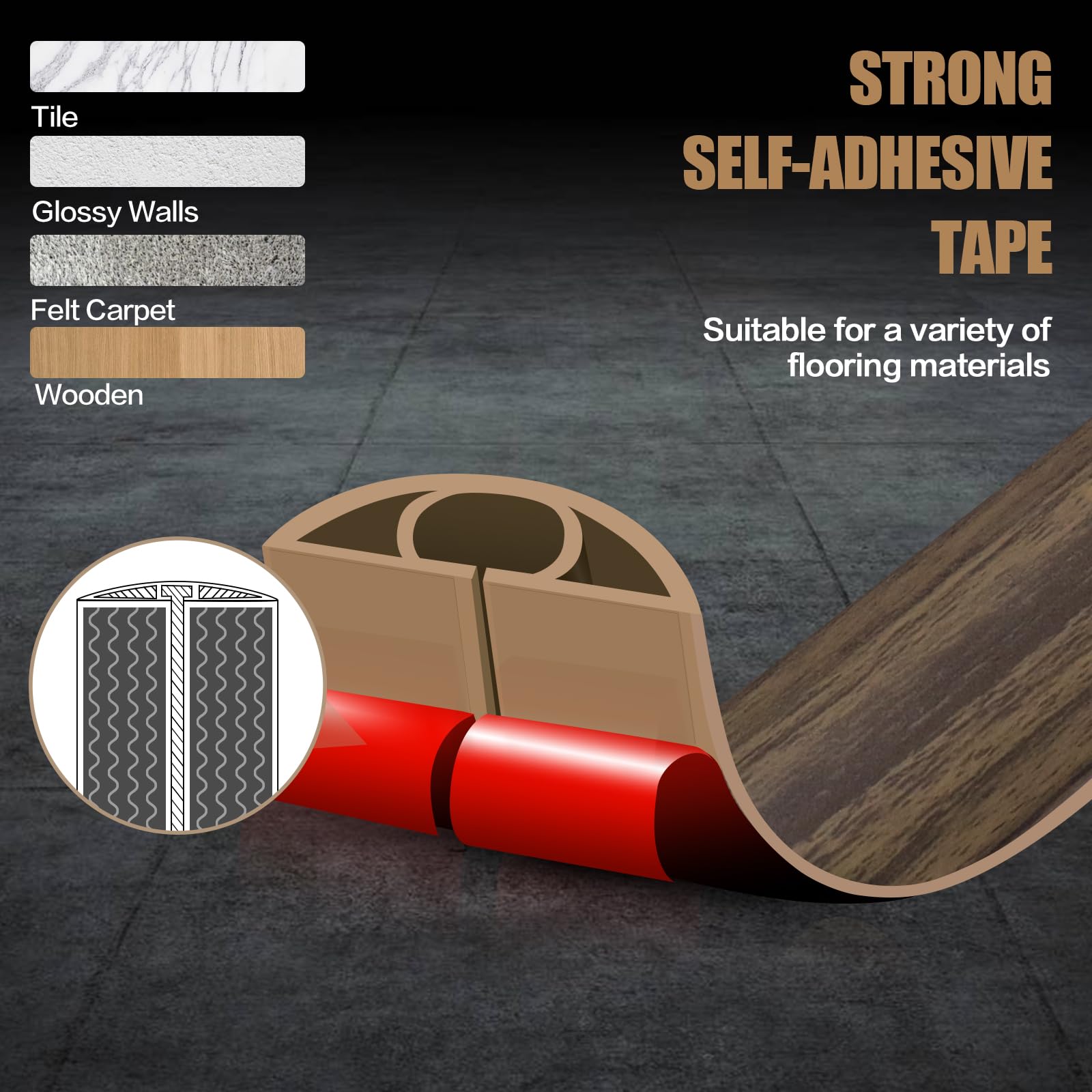 Floor Cord Cover Self Adhesive Cord Hider,10FT Cable Management, Extension Strip Protector for Wires, Prevent Cable Trips for Offices, Gyms, Exhibitions Cavity:0.47"(W) x 0.35"(H) Wood Walnut