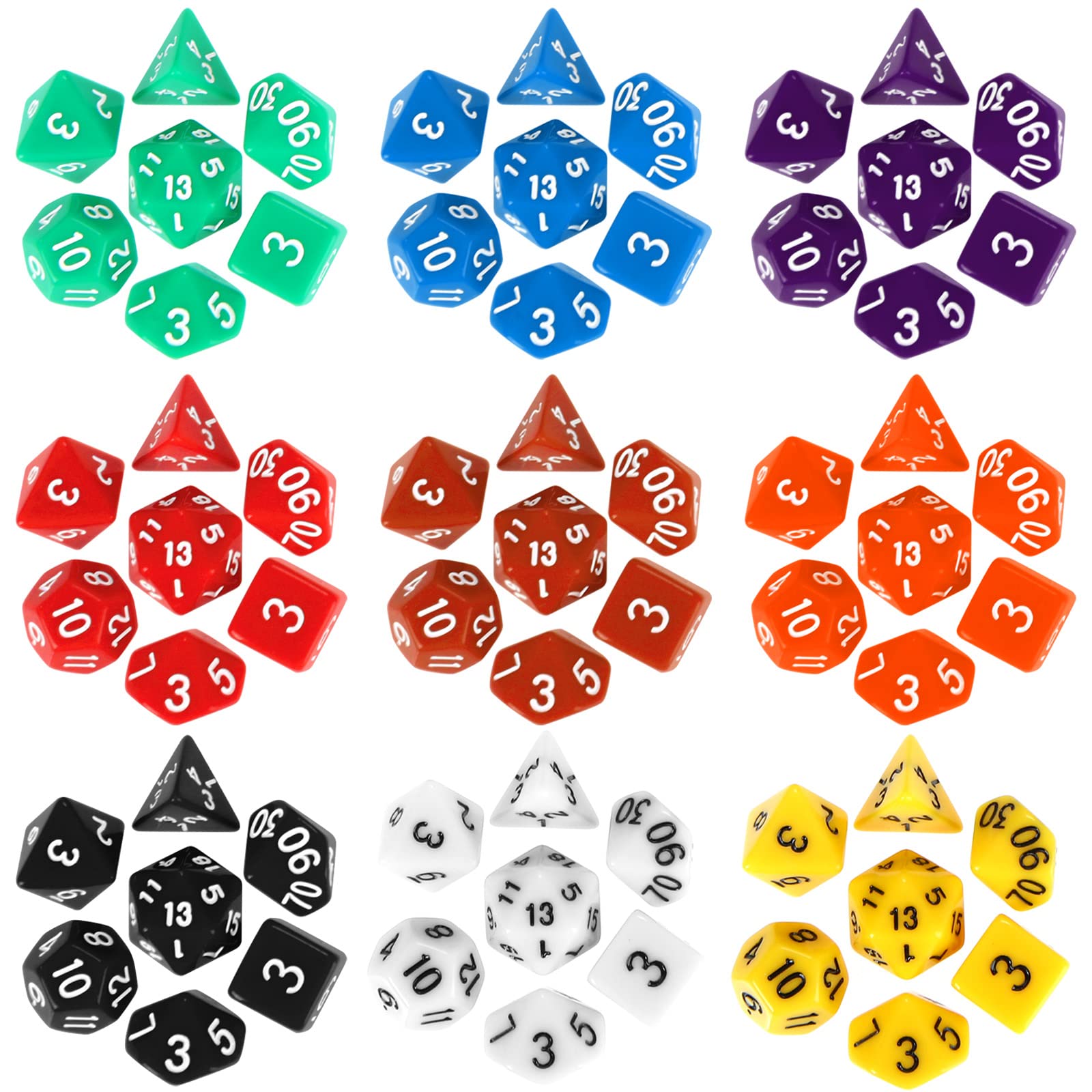 Yilloog 350 Pcs Dice Sets Bulk with Drawstring Bag Polyhedral Dice Sets Multi Role Playing Table Game D4 D6 D8 D10 D% D12 D20 (Mixed Style)