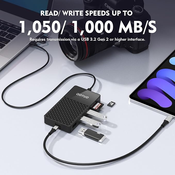 External Solid-State Drive 2TB, Up to 1050MB/s, USB-C Portable SSD with All-in-One Multi-Port USB 3.2 Hub and SD/TF Card Reader Docking Station with iPhone/PC/Laptop/Mac/Windows/Android/iOS.