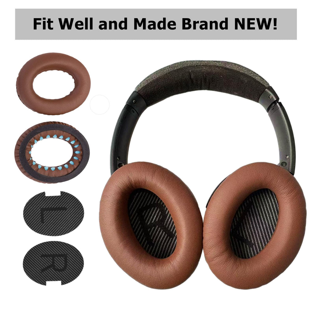 Headphones Replacement Ear Pads Cover, EarPads Cushion for Bose Quietcomfort QC15 QC25 QC35 35 ii -1 Pair (Brown)