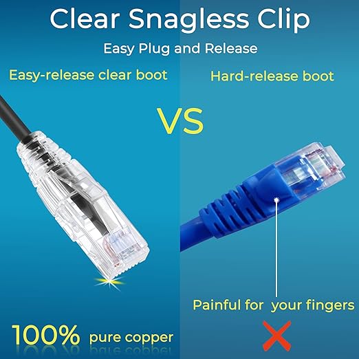 Rapink Patch Cables Cat6/ Cat6a 1ft (24 Pack) Slim, Cat6a Ethernet Patch Cable 10G Support, Snagless Cat 6 Patch Cable for Patch Panel to Switch, Flexiable Cat6 Ethernet Cable Black