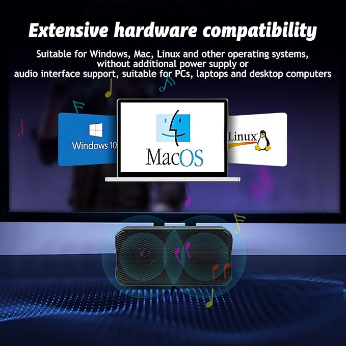USB Small Computer Speaker Bar, USB Mini Computer Speakers, Laptop Speaker, Computer Speakers for Desktop PC, Plug and Play, Protable PC Sound Bar for Office Home School