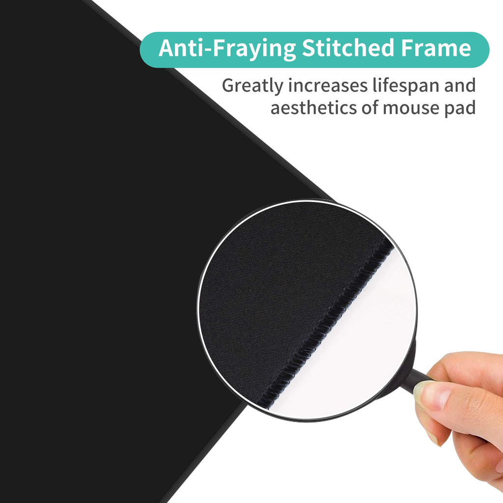 Dynippy Large Thin Mouse Pad with Stitched Edges, Black White Marble
