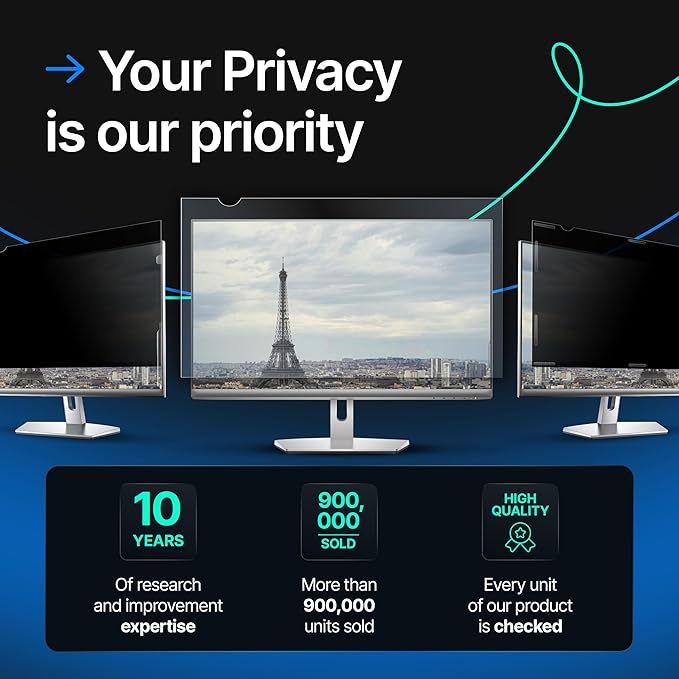 VINTEZ [2 Pack] 23.6 Inch 16:9 Privacy Screen for Computer Monitor and Laptop - Anti Glare Protector Film Blue Light Filter Eye Protection - Computer Screen Privacy Shield