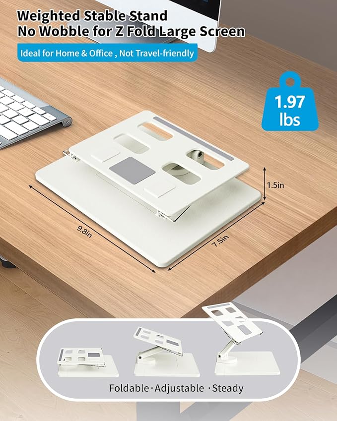 Desk Stand and Bluetooth Keyboard Combo for Samsung Galaxy Z Fold 7/6/5, 4 in 1 Set Include Mouse Pen, Adjustable Foldable Tablet Stand Holder Fits for 4.7"-13" Smartphones Tablet