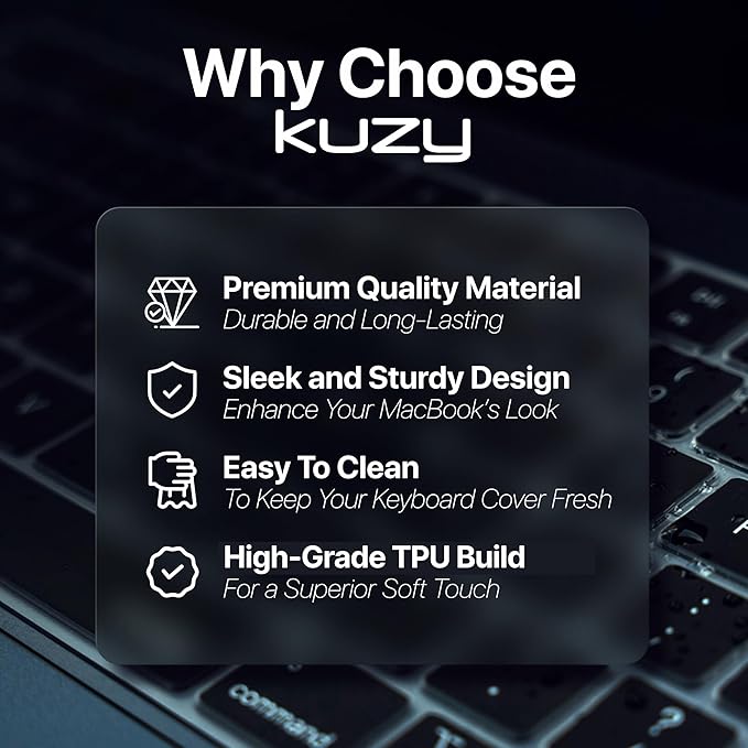 Kuzy Purple Premium MacBook Pro 14 inch Keyboard Cover M4 16" 2025 2024 2023 M3 M2 M1 Pro Max - MacBook Air 13 inch Keyboard Cover 15" M4 - A3240 A3241 A3401 A3403 A3114 A3113 - US Layout TPU, Purple