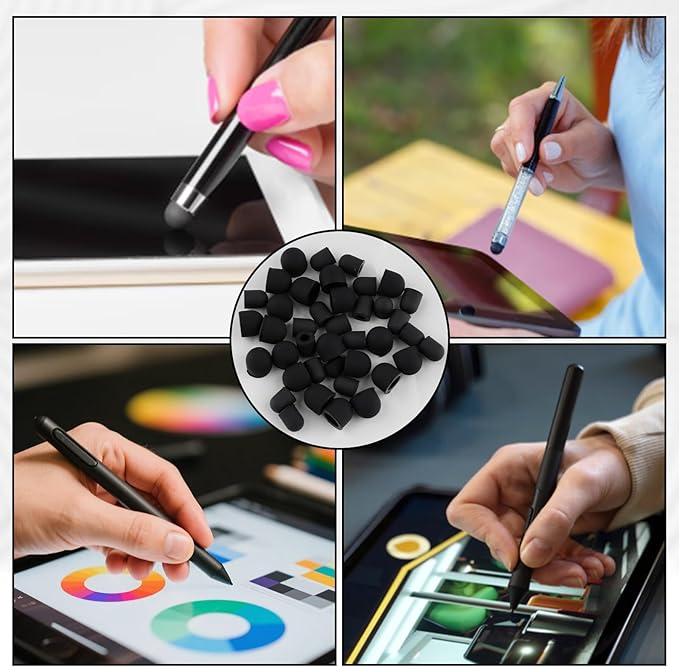 30Pcs Rubber Tips for Stylus Pens, 0.2inch (5mm) & 0.28inch(7mm) Replacement Nibs for Touch Screen Pen, High Sensitivity and Precision, No Scratches, Universal Stylus Ends