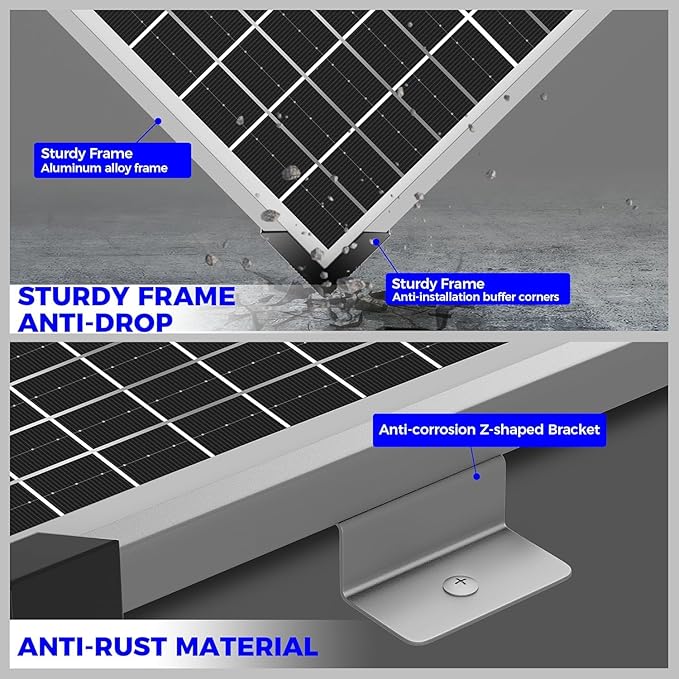 Solar Panel Kit 50W 12V with MPPT Controller, Solar Battery Trickle Charger Maintainer, Waterproof Solar Panel with Adjustable Mount Bracket for Boat RV Motorcycle Marine