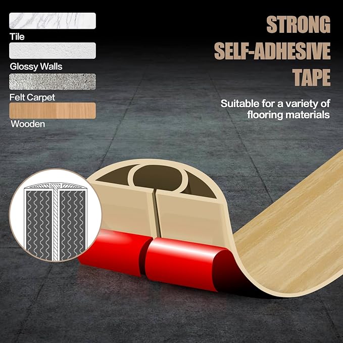 Floor Cord Cover Self Adhesive Cord Hider,3.3FT Cable Management, Extension Strip Protector for Wires, Prevent Cable Trips for Offices, Gyms, Exhibitions Cavity:0.51"(W) x0.3(H) WoodLightyellow
