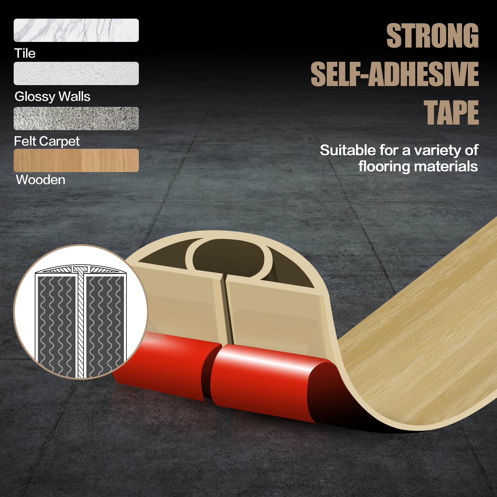Floor Cord Cover Cavity 0.8"x0.37" Self Adhesive Cord Hider, 3.3FT Low Profile Cable Management, Extension Strip Protector for Wires, Prevent Cable Trips for Offices, Gyms (Wood Light Yellow)