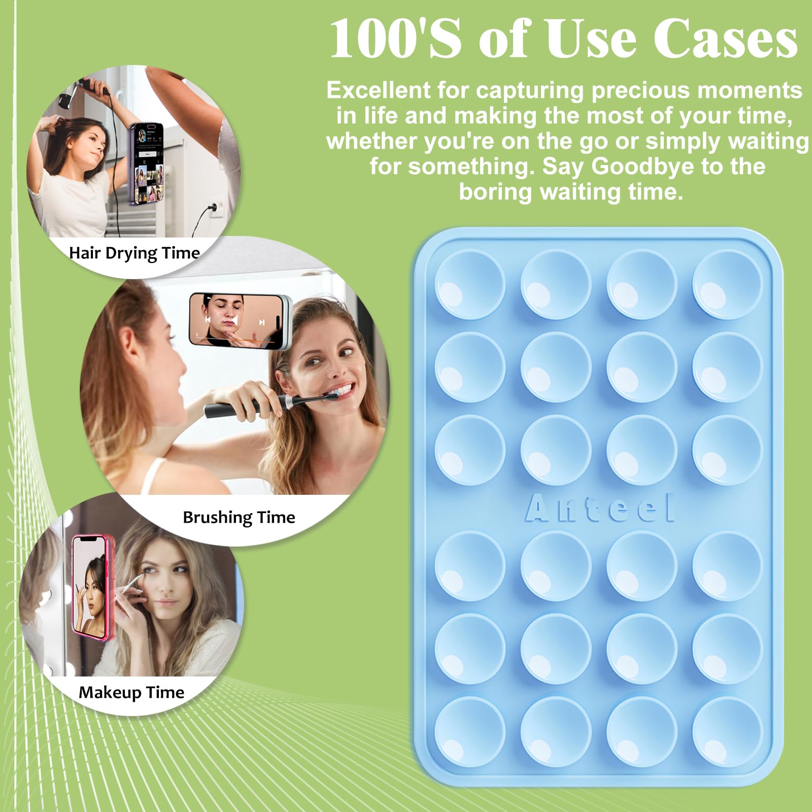 JingJinYY Medium-Sized Silicone Suction Phone Case Adhesive Mount, Enhanced Suction Power and Upgraded Thickened Sticky Phone Grip, Durable, Hands-Free Sticky Phone Holder, 2.28"x3.46" (White)