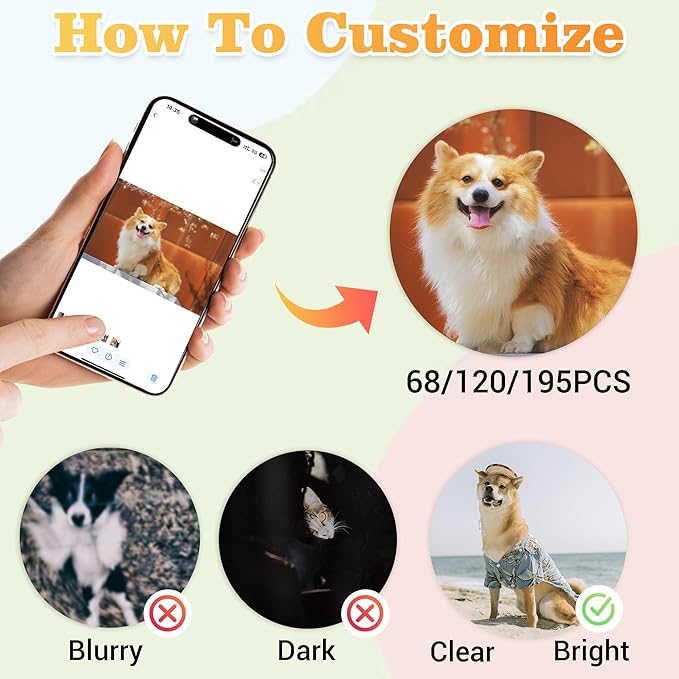 Easycosy Custom Pet Photo Round Puzzles 68/120/195 Pieces for Kids Adults Personalized Picture Text Jigsaw Puzzle Gift for Families Pet Dog Cat Lovers(Horizontal/Vertical)