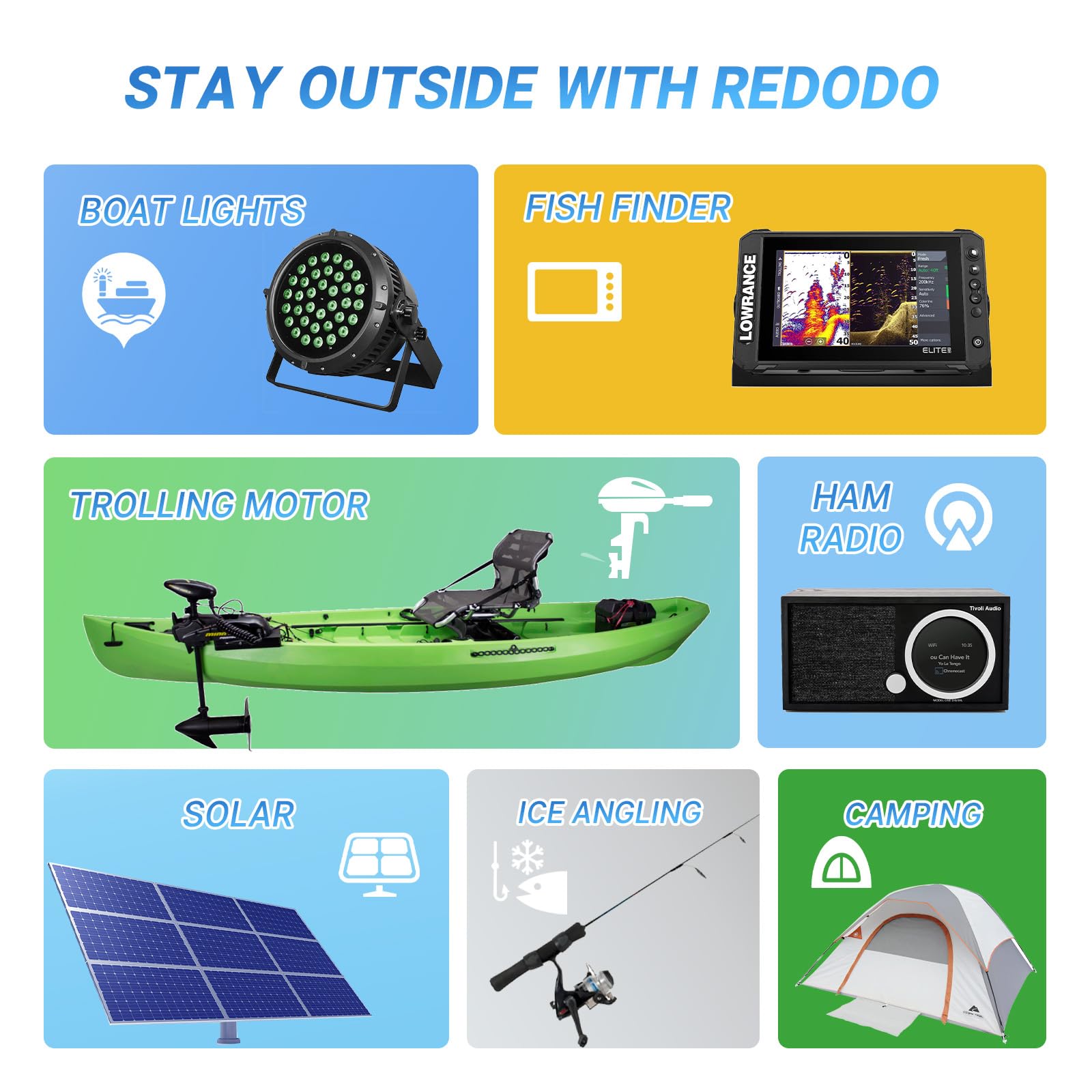 Redodo Smart Bluetooth 12V 50Ah LiFePO4 Lithium Battery for Trolling Motor, Low-Temp Protection, 10 Years Lifetime, Lightweight & Portable Perfect for RV, Solar, Boat Marine and Camping