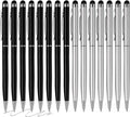 15 Pack Stylus Pens for Touch Screens Stylus Pen Compatible with Phone Tablets Kindle and Black Ink Ballpoint Pens-2 in 1 Stylists pens for Touch Screens (Silver & Black)