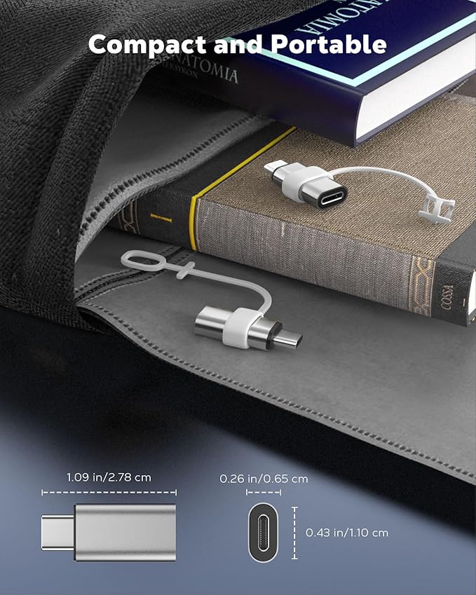 MoKo Lightning to USB C Adapter 2Pack, NOT for Lightning Earbuds/Headphones/OTG, USB-C to Lightning Adapter for iPhone Air 17 16 15 Pro Max Plus,iPad Pro/Air,Galaxy,ONLY for Charging/Data Sync,Silver