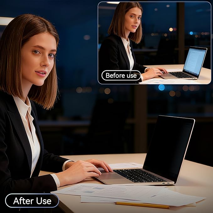 360° Laptop Privacy Screen 16 Inch for 16:10 Computer, 16" Monitor 4 Way Privacy Anti Glare Protector Blue Light Filter Shield Film Compatible with Lenovo/Hp/Dell/Acer/Asus/Thinkpad/Envy/Toshiba