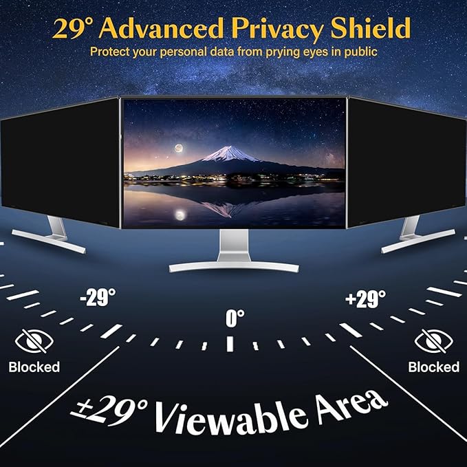 Magnetic 23 Inch Privacy Screen for Computer Monitor 16:9 Widescreen Desktop PC, 23in Hanging Removable Anti Blue Light Glare Eye Protection Shield, Screen Protector Panel
