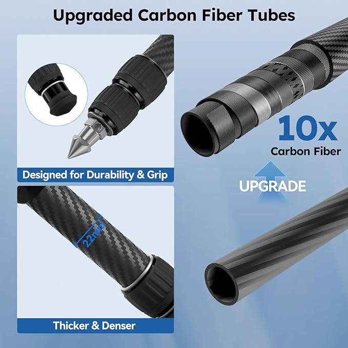 SIRUI Mini Carbon Fiber Tripod with Extendable Center Column, Max Height 26", Supports 33lbs - Ultra-Light 1.7lbs for Desk & Travel, New Anti-Corrosion Carbon Fiber(AM-223S+SL-100S)