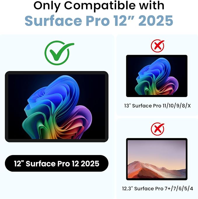 Omnpak Case for Microsoft Surface Pro 12" 2025, Lightweight Protective, Multiple Angle Viewing, Stylus Holder, Compatible with Type Cover Keyboard
