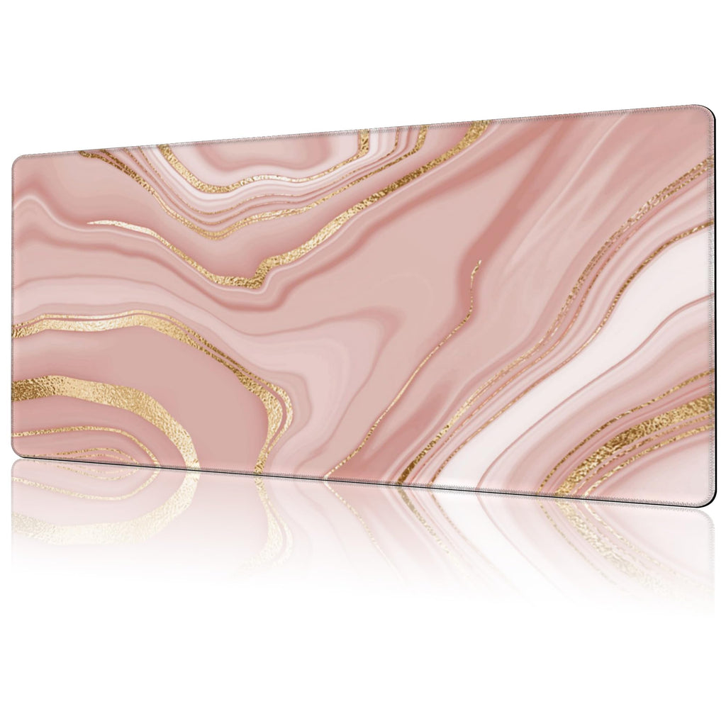 NIYLYNSYN Mouse Pad Large Liquid Marble Non-Slip Gaming Desk Mat with Stitched Edge Laptop Keyboard Desk Pad for Work Home Gaming (35.4 x 15.7 Inches)
