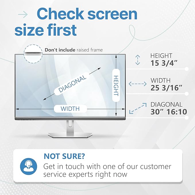 VINTEZ 30 Inch 16:10 Privacy Screen for Computer Monitor and Laptop - Anti Glare Protector Film Blue Light Filter Eye Protection - Computer Screen Privacy Shield, [1 Pack]