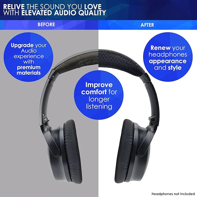 quietcomfort QC35 ii QC35 cool gel headband cushion cover. Compatible with Bose QuietComfort 2023 QC45 QC35 QC35 II QCSE Headphones. Easy DIY Fit | COOLING GEL | EXTRA THICK