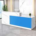 Reception Desk with Counter Modern Checkout Counter with Lockable Drawer Keyboard Tray Receptionist Desk for Office Salon Reception Table V Right 79inch/200cm