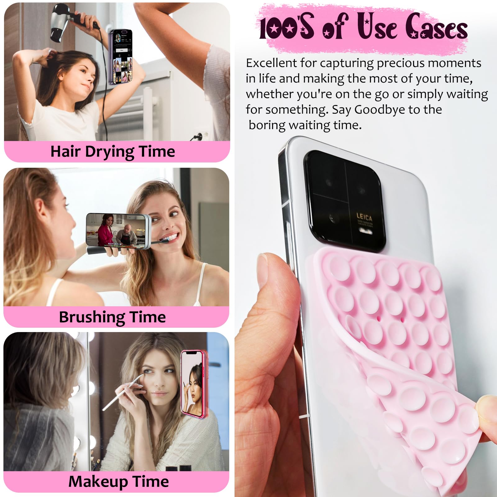 LvShuLiangPin Anteel 2 Pack Silicone Suction Cup Phone Case Mount Double Sided, Hands-Free Strong Grip Silicon Phone Holder, Non Slip Phone Accessories for Selfies and Videos (Lavender)