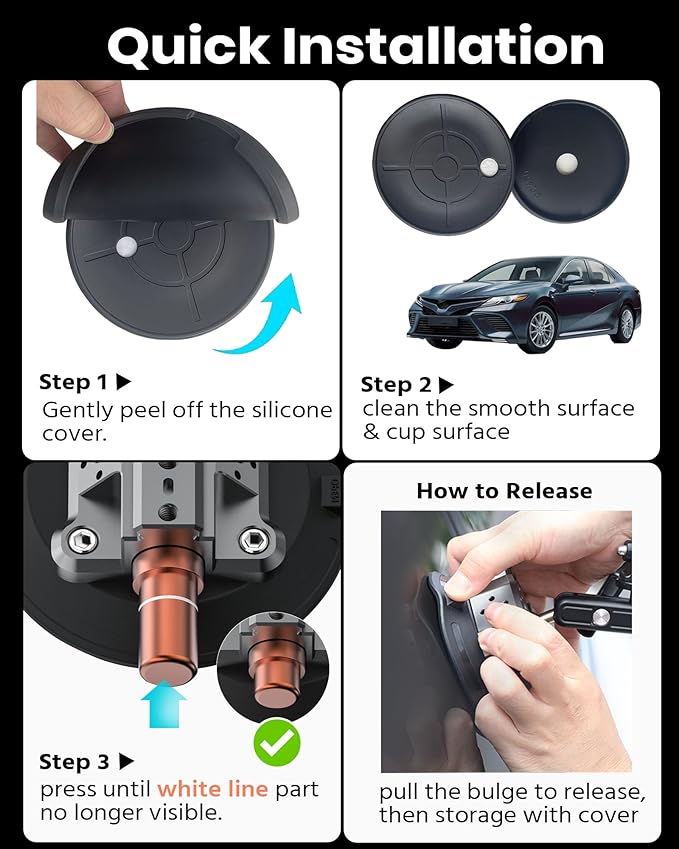 4.5" Suction Cup Camera Mount – Car, Windshield & Dash Cam Mount with Cold Shoe, NATO Rail, 1/4"-20 & 3/8-16 Threads (4.5“)