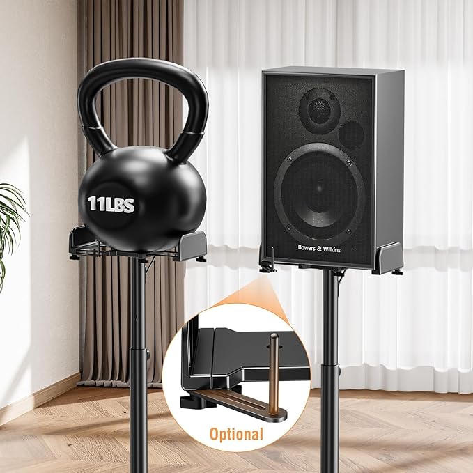ELIVED Universal Speaker Stands Pair Height Adjustable Max 43.3", Surround Sound Speaker Stands for Bookshelf Speaker Satellite Rear Speakers Up to 11 lbs, Spring-Loaded Plate Extends to 10", YD5028