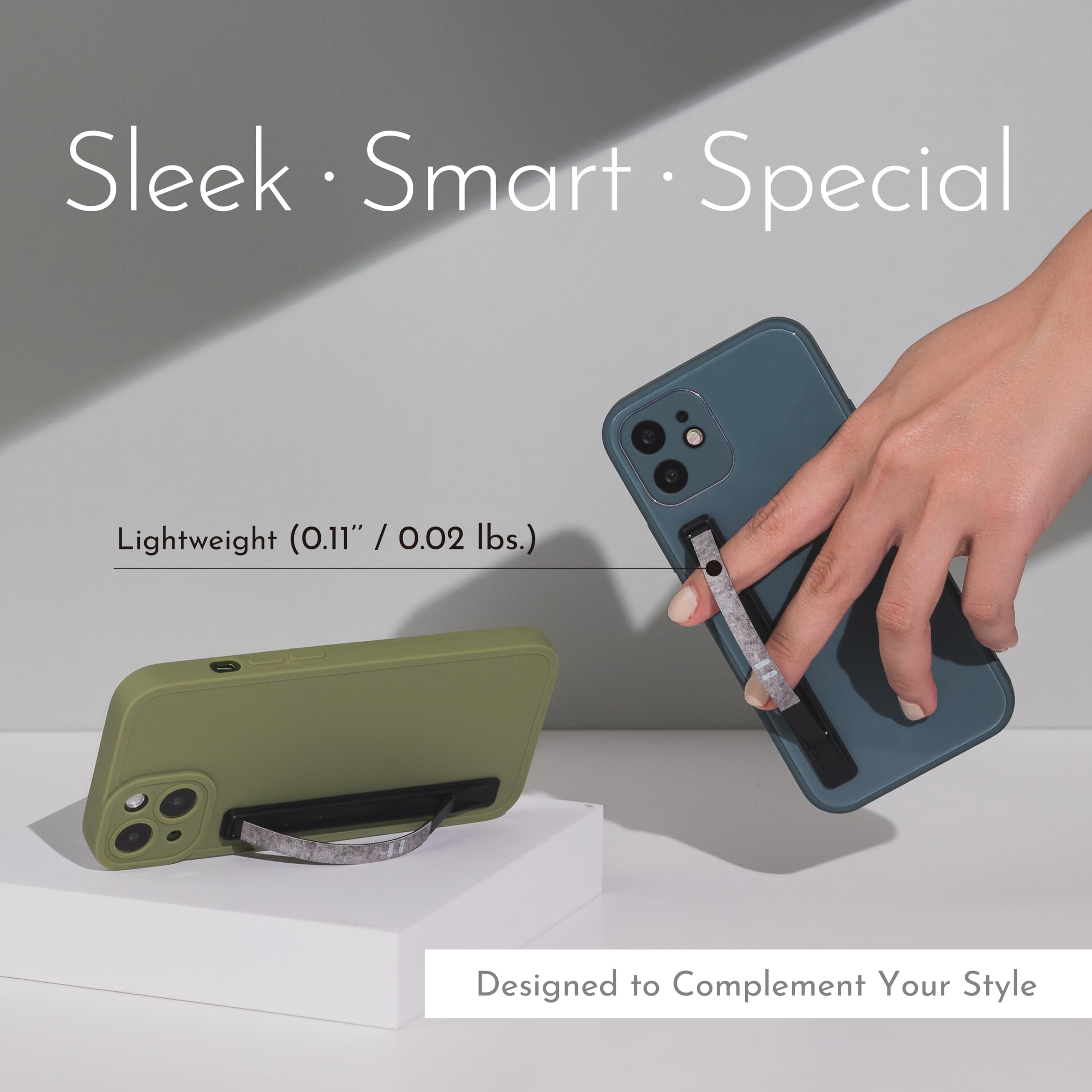SleekStrip SleekGrip-Essential Ultra Thin Phone Grip Stand,Slim Metal Finger Loop Ring Hand Holder Strap Cell Phone Grips for iPhone 16 Pro Max,17 Air,Android,Case Back - Frosted x Iridescence