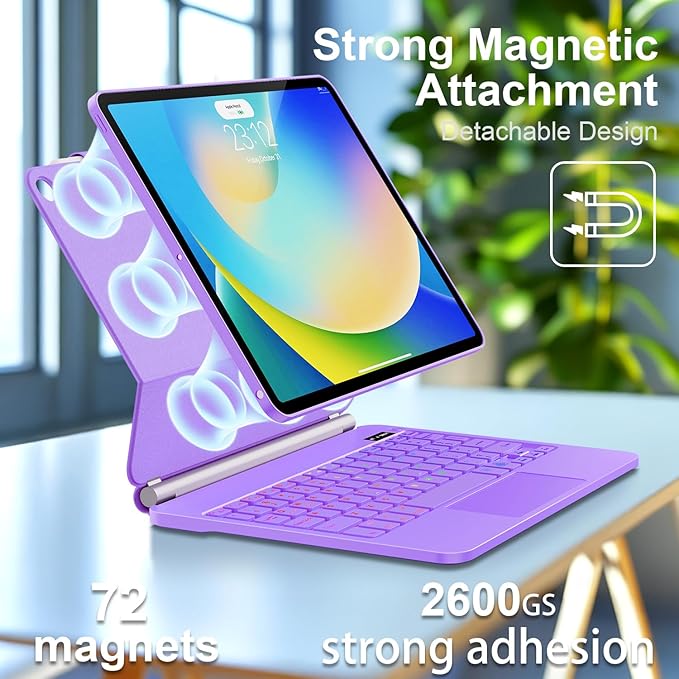 for iPad 9th Generation Case with Keyboard,Magic Style Keyboard Case for iPad 9th/8th/7th Gen 10.2 inch - Floating Cantilever Magnetic Stand Multi-Touch Trackpad (Purple)