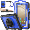 SEYMAC stock Case for Samsung Galaxy Tab A9 8.7'', Full-Body Drop Protection Case with Screen Protector Pencil Holder [360° Rotating Hand Strap] &Stand, Blue+Black