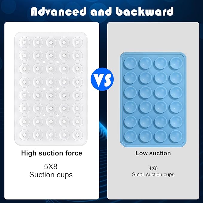 Double Sided Silicone Suction Phone Holder Mount, Silicon Accessory for iPhone and Android, Hands-Free Mirror Shower Phone Holder, TikTok Videos and Selfies (Transparent)
