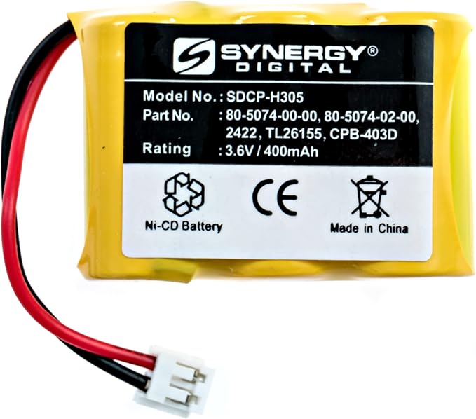 Synergy Digital Cordless Phone Battery, Compatible with Vtech 80-5074-00-00 Cordless Phone, (Ni-CD, 3.6V, 400mAh) Ultra High Capacity, Replacement for Sony BP-T27 Battery